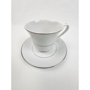 VINTAGE Salem Lace Bouquet White Cup and Saucer Fine China 669260 Coffee and Tea